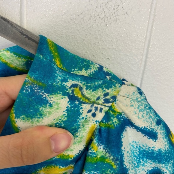 Vintage Lauhala Hawaii Dress Hibiscus Maxi Ruffle Sleeve Zip Back Size XS? Blue - Picture 6 of 16